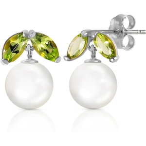QP Jewellers Pearl & Peridot Snowdrop Stud Earrings in 9ct White Gold