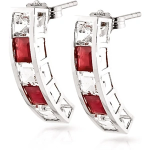 QP Jewellers Ruby & White Topaz Channel Set Stud Earrings in 9ct White Gold