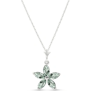 QP Jewellers Green Amethyst Flower Star Pendant Necklace 1.4ctw in 9ct White Gold
