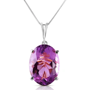 QP Jewellers Oval Cut Amethyst Pendant Necklace 7.55ct in 9ct White Gold