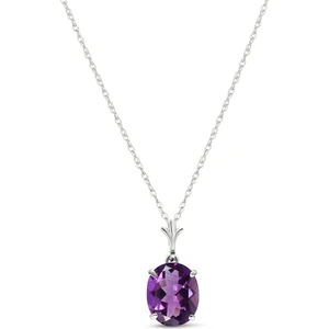 QP Jewellers Oval Cut Amethyst Pendant Necklace 3.12ct in 9ct White Gold