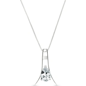 QP Jewellers Aquamarine Eiffel Pendant Necklace 1.5ct in 9ct White Gold