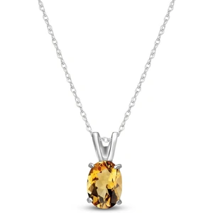 QP Jewellers Oval Cut Citrine Pendant Necklace 0.85ct in 9ct White Gold