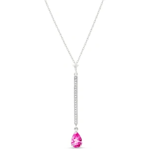 QP Jewellers Pink Topaz & Diamond Bar Pendant Necklace in 9ct White Gold