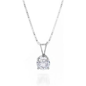 QP Jewellers Round Brilliant Cut Diamond Pendant Necklace 0.5ct in 9ct White Gold