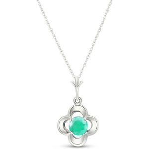 QP Jewellers Emerald Corona Pendant Necklace 0.55ct in 9ct White Gold