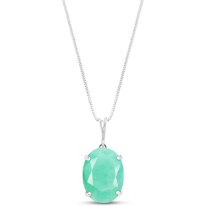 QP Jewellers Oval Cut Emerald Pendant Necklace 6.5ct in 9ct White Gold