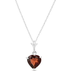 QP Jewellers Heart Shaped Garnet Pendant Necklace 1.5ct in 9ct White Gold