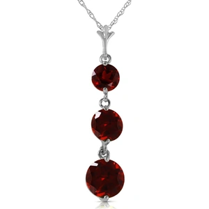 QP Jewellers Garnet Trinity Pendant Necklace in 9ct White Gold