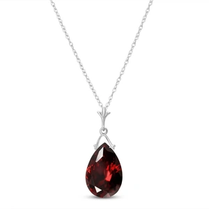 QP Jewellers Garnet Droplet Pendant Necklace 5.1ct in 9ct White Gold