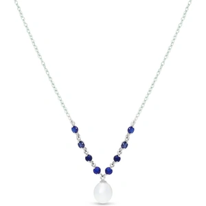 QP Jewellers Pearl & Amethyst By The Yard Pendant Necklace in 9ct White Gold