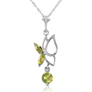 QP Jewellers Peridot Butterfly Pendant Necklace in 9ct White Gold
