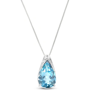 QP Jewellers Blue Topaz Snowcap Pendant Necklace 6ct in 9ct White Gold