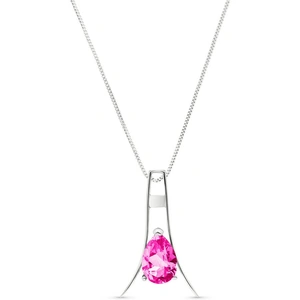 QP Jewellers Pink Topaz Eiffel Pendant Necklace 1.5ct in 9ct White Gold