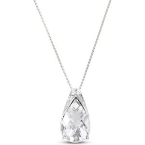 QP Jewellers White Topaz Snowcap Pendant Necklace 5ct in 9ct White Gold
