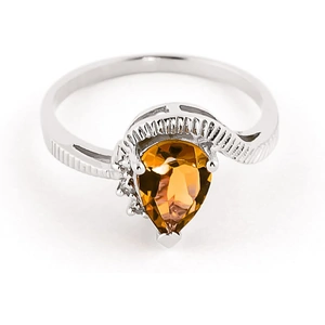 QP Jewellers Citrine & Diamond Belle Ring in 9ct White Gold