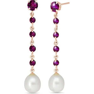 QP Jewellers Ruby & Pearl By The Yard Drop Earrings in 9ct Rose Gold