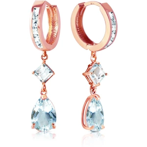 QP Jewellers Aquamarine Droplet Huggie Earrings in 9ct Rose Gold