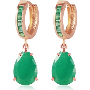 QP Jewellers Emerald Droplet Huggie Earrings in 9ct Rose Gold