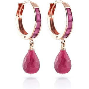 QP Jewellers Ruby Droplet Huggie Earrings in 9ct Rose Gold