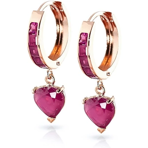 QP Jewellers Ruby Huggie Earrings in 9ct Rose Gold