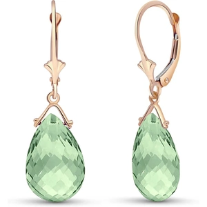 QP Jewellers Green Amethyst Droplet Earrings 10.2ctw in 9ct Rose Gold