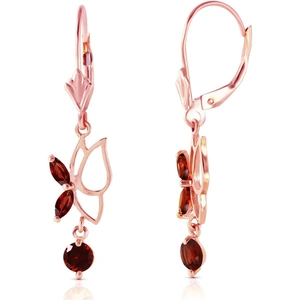QP Jewellers Garnet Butterfly Drop Earrings in 9ct Rose Gold