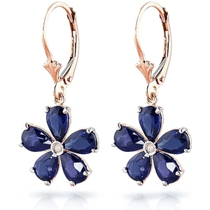 QP Jewellers Sapphire & Diamond Flower Petal Drop Earrings in 9ct Rose Gold