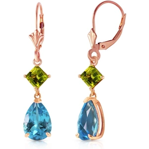QP Jewellers Blue Topaz & Peridot Droplet Earrings in 9ct Rose Gold