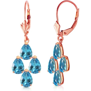 QP Jewellers Blue Topaz Drop Earrings 4.5ctw in 9ct Rose Gold