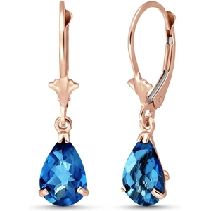 QP Jewellers Blue Topaz Belle Drop Earrings 3.77ctw in 9ct Rose Gold