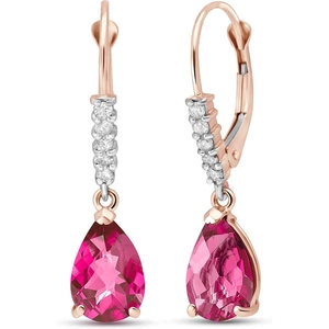 QP Jewellers Pink Topaz & Diamond Belle Drop Earrings in 9ct Rose Gold