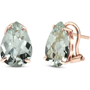 QP Jewellers Green Amethyst Droplet Stud Earrings 10ctw in 9ct Rose Gold