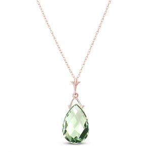 QP Jewellers Green Amethyst Droplet Pendant Necklace 5.1ct in 9ct Rose Gold