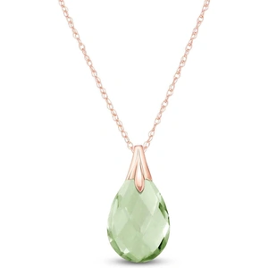 QP Jewellers Green Amethyst Dewdrop Pendant Necklace 3ct in 9ct Rose Gold