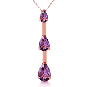 QP Jewellers Amethyst Trinity Pendant Necklace in 9ct Rose Gold