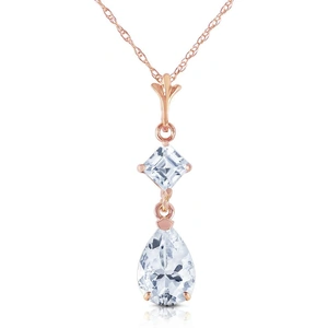 QP Jewellers Aquamarine Droplet Pendant Necklace in 9ct Rose Gold