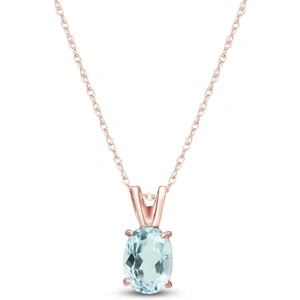QP Jewellers Oval Cut Aquamarine Pendant Necklace 0.75ct in 9ct Rose Gold