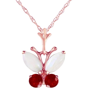 QP Jewellers Opal & Ruby Butterfly Pendant Necklace in 9ct Rose Gold