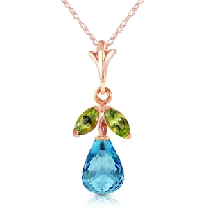 QP Jewellers Blue Topaz & Peridot Snowdrop Pendant Necklace in 9ct Rose Gold