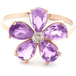 QP Jewellers Amethyst & Diamond Five Petal Ring in 9ct Rose Gold