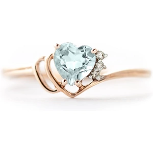 QP Jewellers Aquamarine & Diamond Passion Ring in 9ct Rose Gold