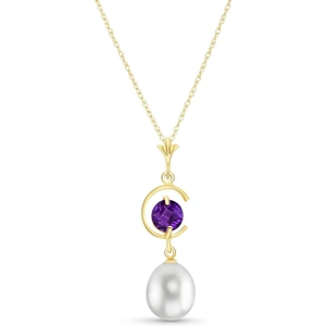 QP Jewellers Pearl & Amethyst Pendant Necklace in 9ct Gold