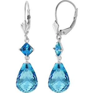 QP Jewellers Blue Topaz Drop Earrings in 9ct White Gold