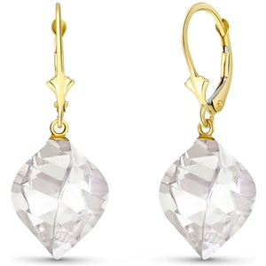 QP Jewellers White Topaz Briolette Drop Earrings 25.6ctw in 9ct Gold