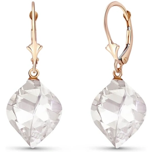 QP Jewellers White Topaz Briolette Drop Earrings 25.6ctw in 9ct Rose Gold