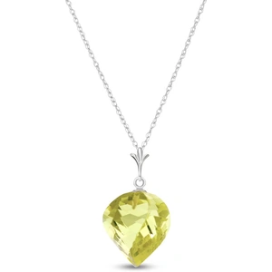 QP Jewellers Twisted Briolette Cut Lemon Quartz Pendant Necklace 10.75ct in 9ct White Gold