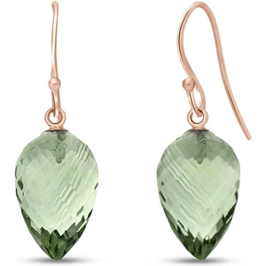 QP Jewellers Green Amethyst Briolette Drop Earrings 19ctw in 9ct Rose Gold