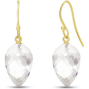 QP Jewellers White Topaz Briolette Drop Earrings 24.5ctw in 9ct Gold