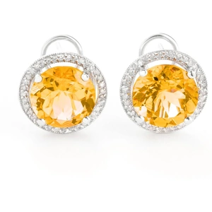 QP Jewellers Citrine & Diamond French Clip Halo Earrings in 9ct White Gold
